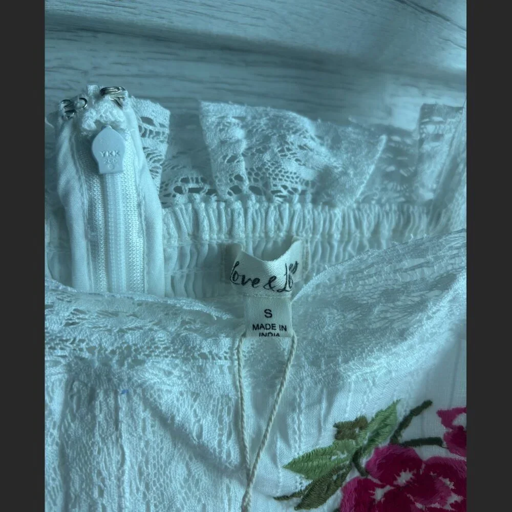 For Love And Lemons White and Pink Floral Midi Dress - Picture 5 of 5